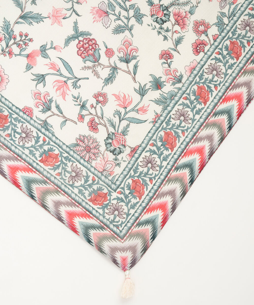 Lawn Printed White Dupatta