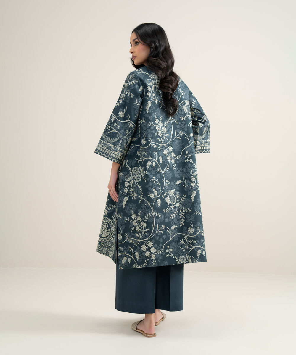 Women's Unstitched Lawn Printed Grey 2 Piece Suit