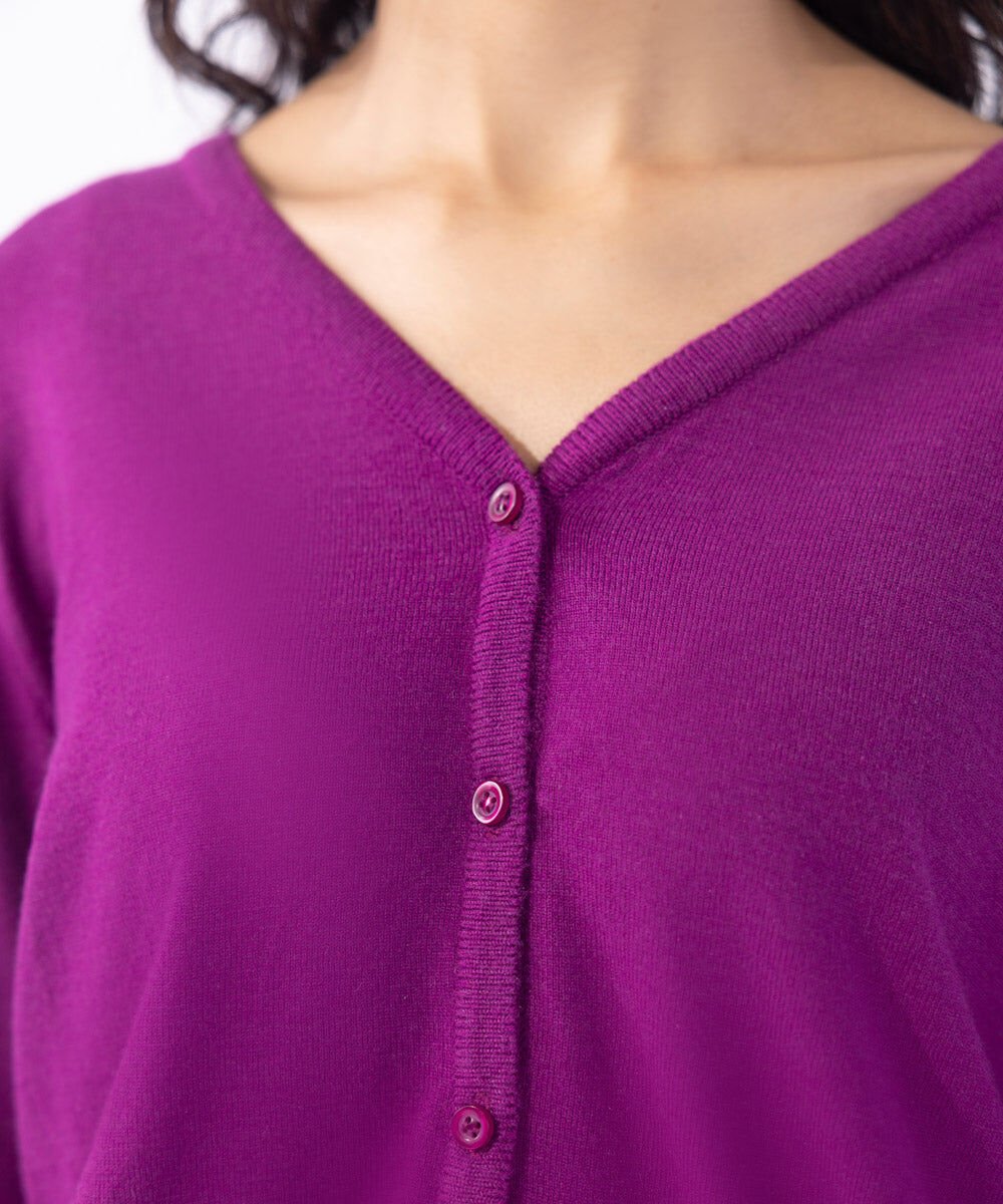 Woman - Purple Light Weight Knit Cardigan