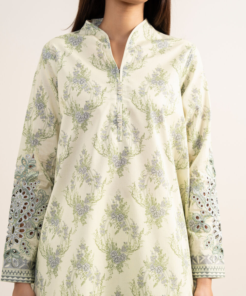 Women's Unstitched Lawn Embroidered Green 3 Piece Suit