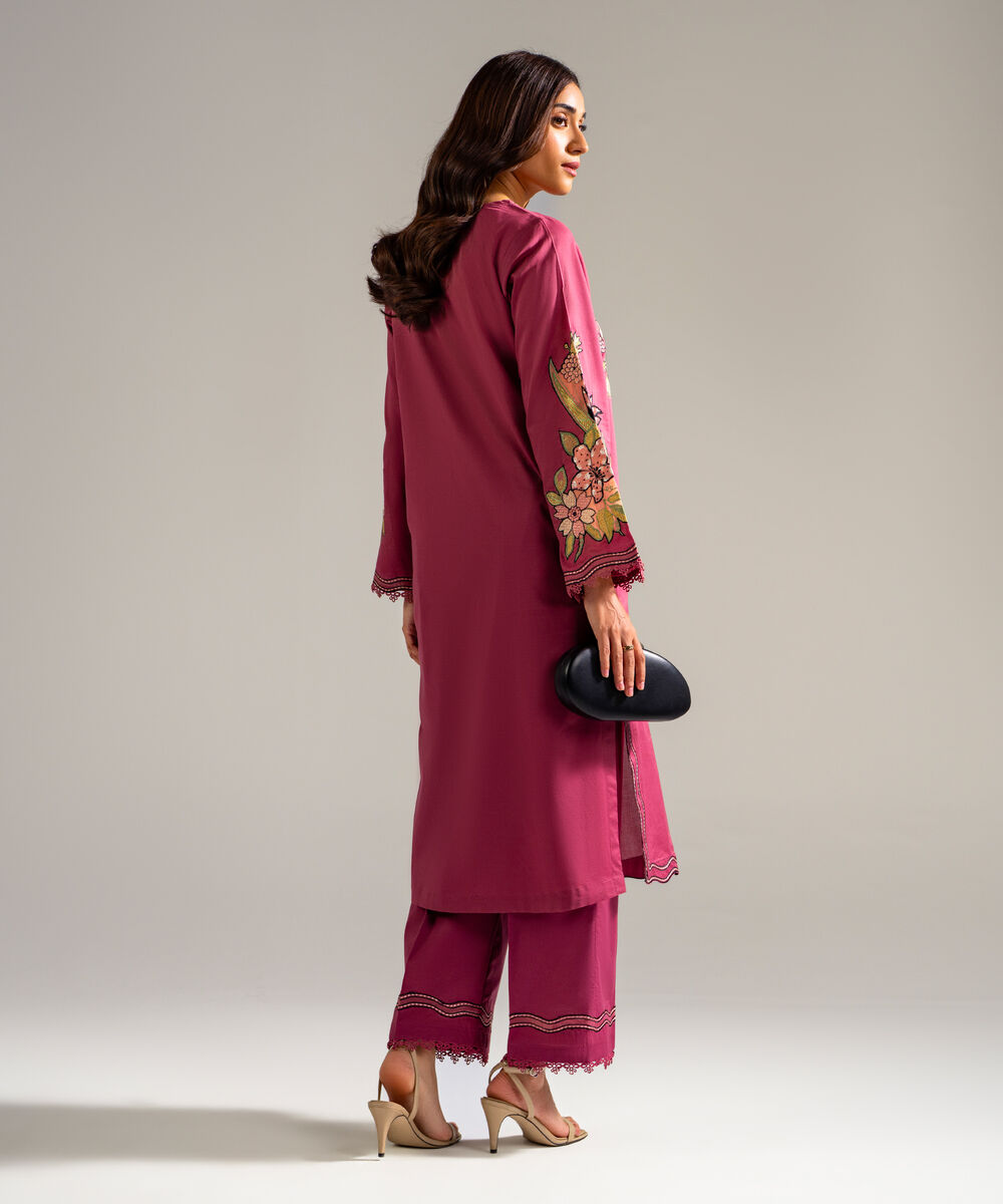 Women's RTW Lawn Embroidered Mauve 2 Piece Suit