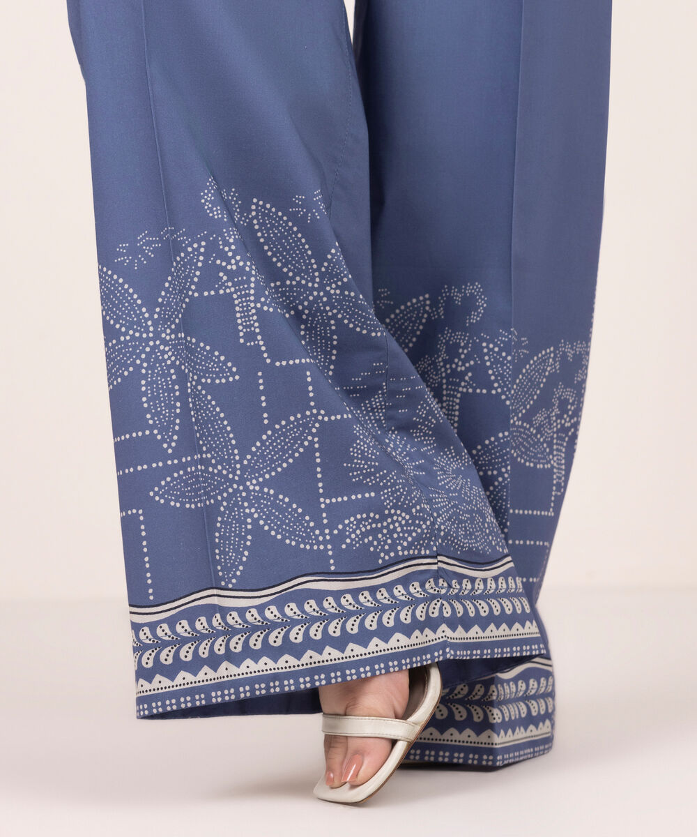 Women's RTW Lawn Printed Blue Culottes