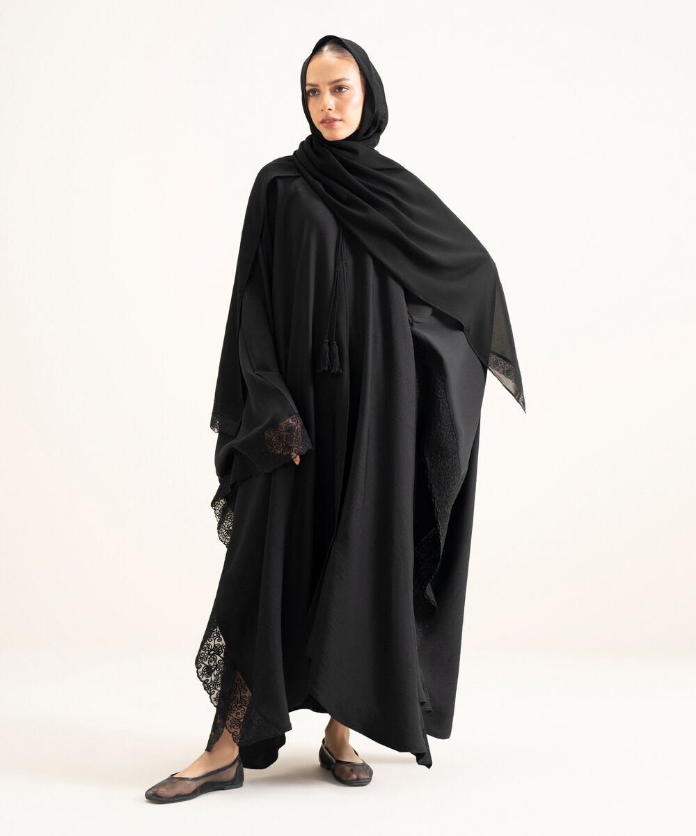 Women's Black Cape Abbaya Set