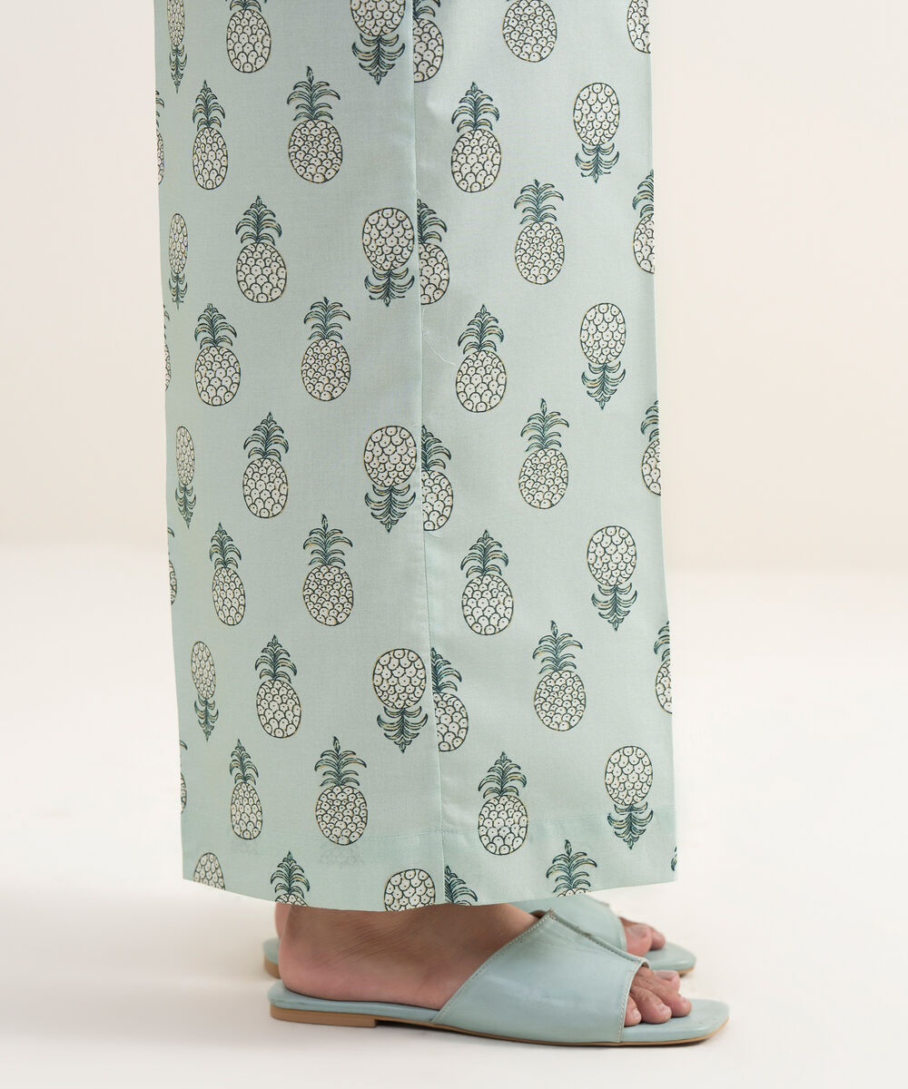 Women's RTW Cambric Printed Ice Blue Culottes