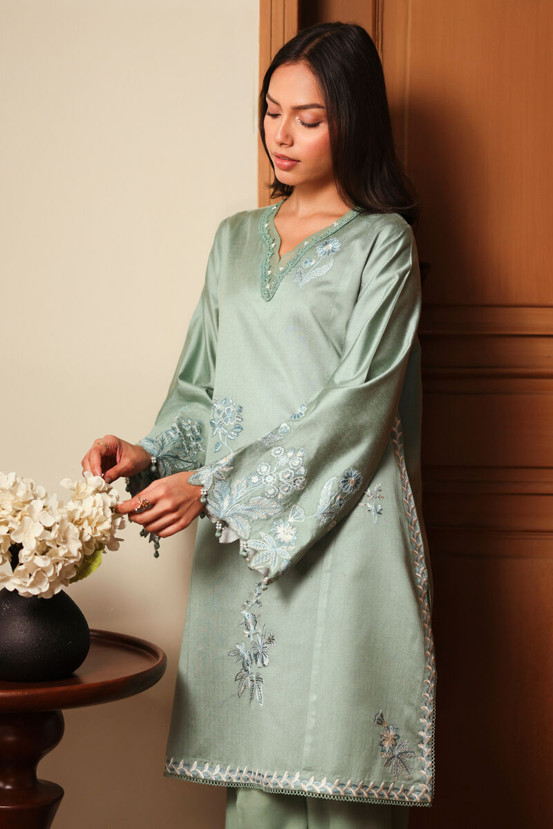 2 Piece - Embroidered Cotton Net Suit