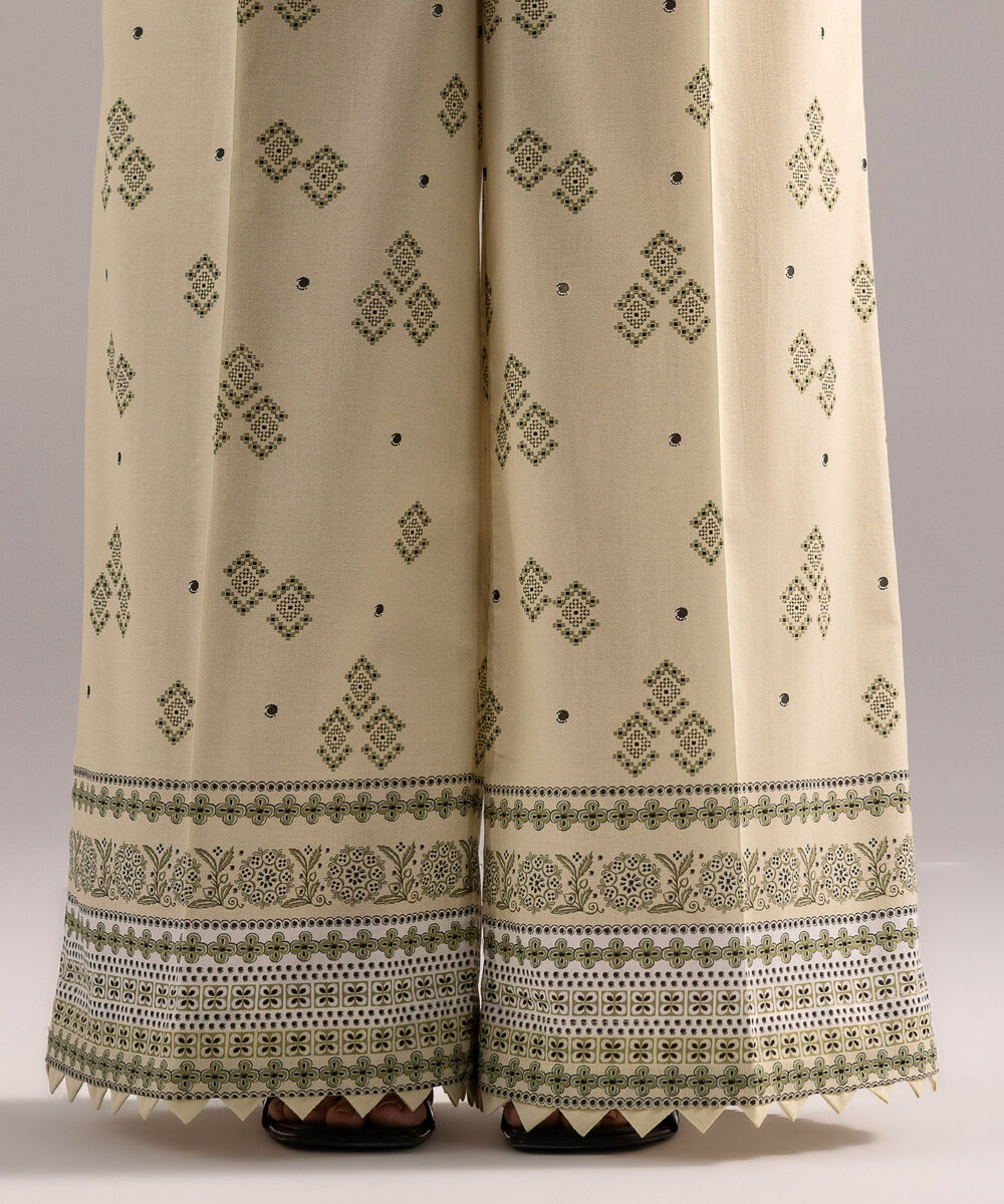 Women's RTW Cambric Printed Light Green Culottes