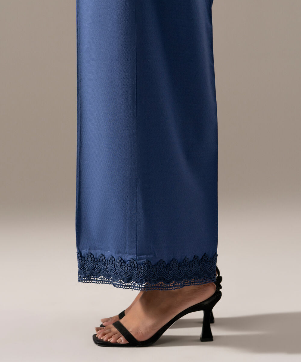 Women's RTW Dobby Solid Blue Culottes
