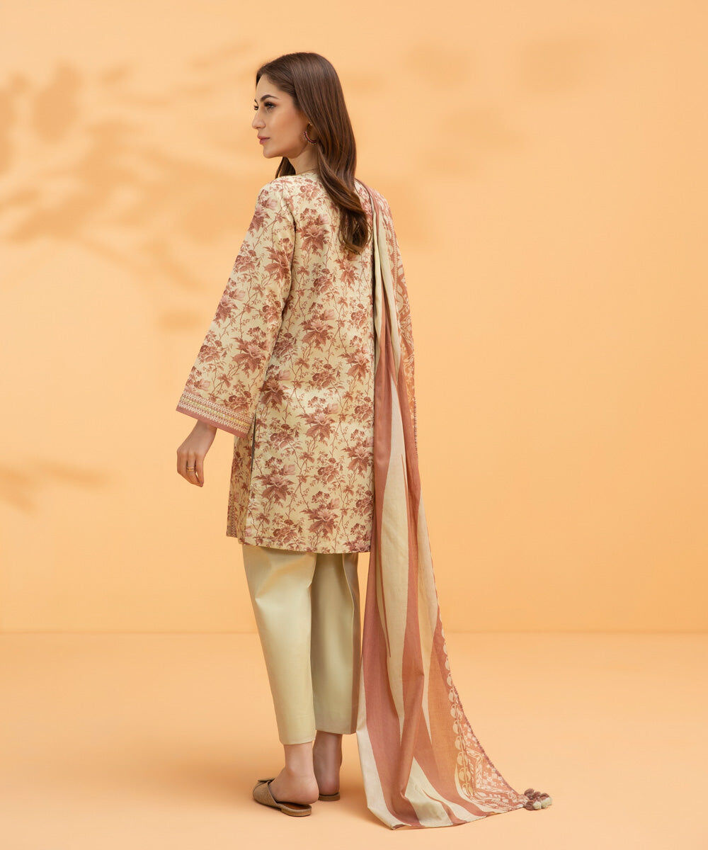 3 Piece - Printed Zari Lawn Suit