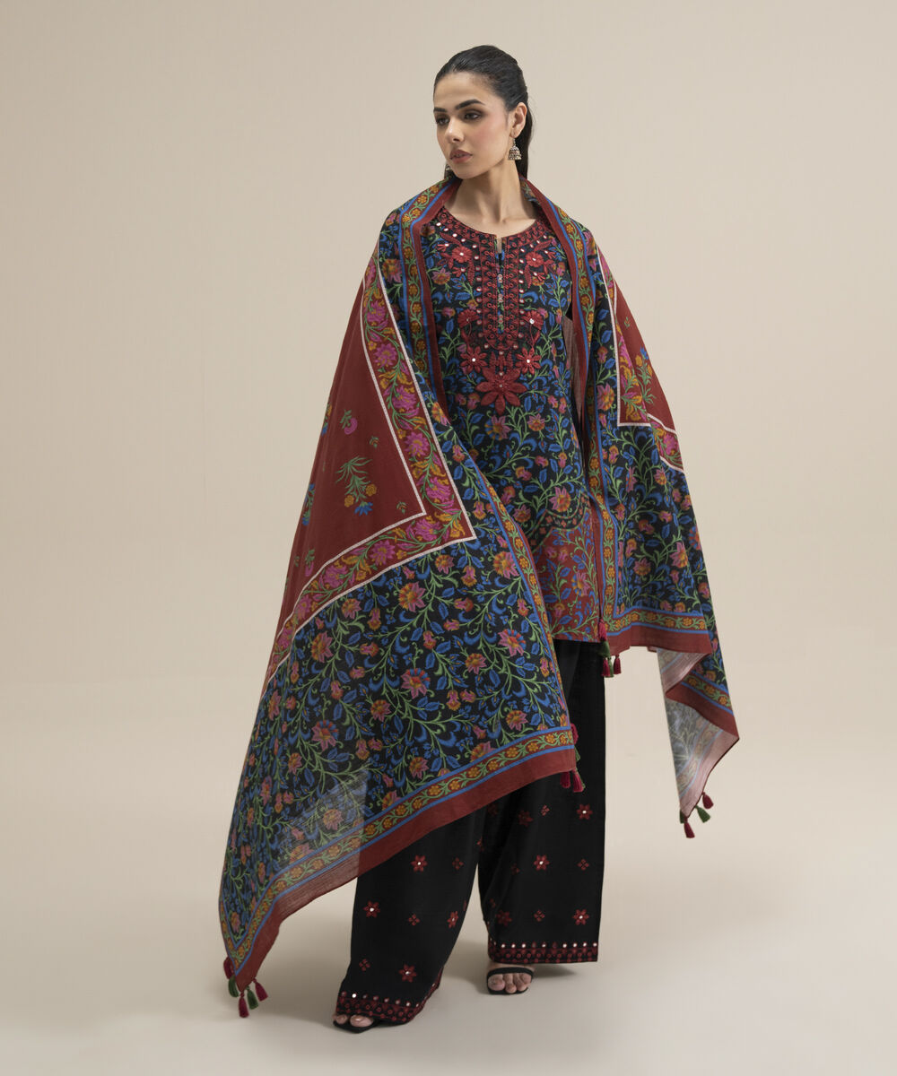 Women's Unstitched Lawn Printed Multi 3 Piece Suit
