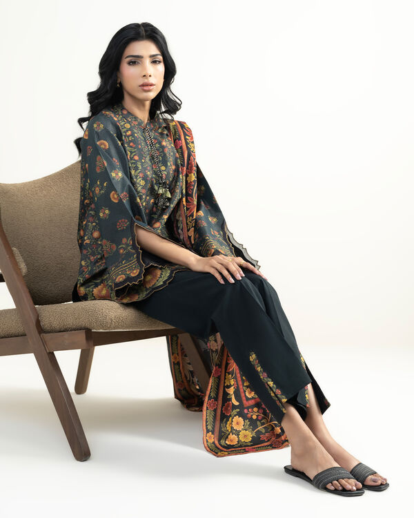 3 Piece - Printed Zari Lawn Suit
