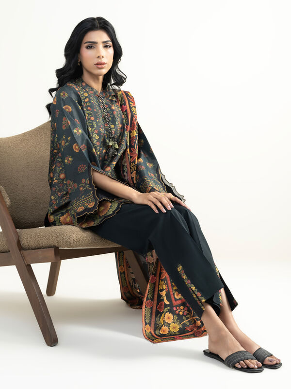 3 Piece - Printed Zari Lawn Suit