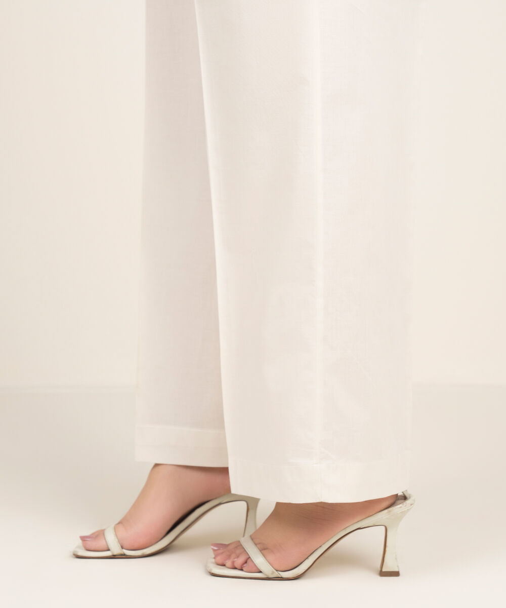 Women's RTW Cambric Solid White Culottes