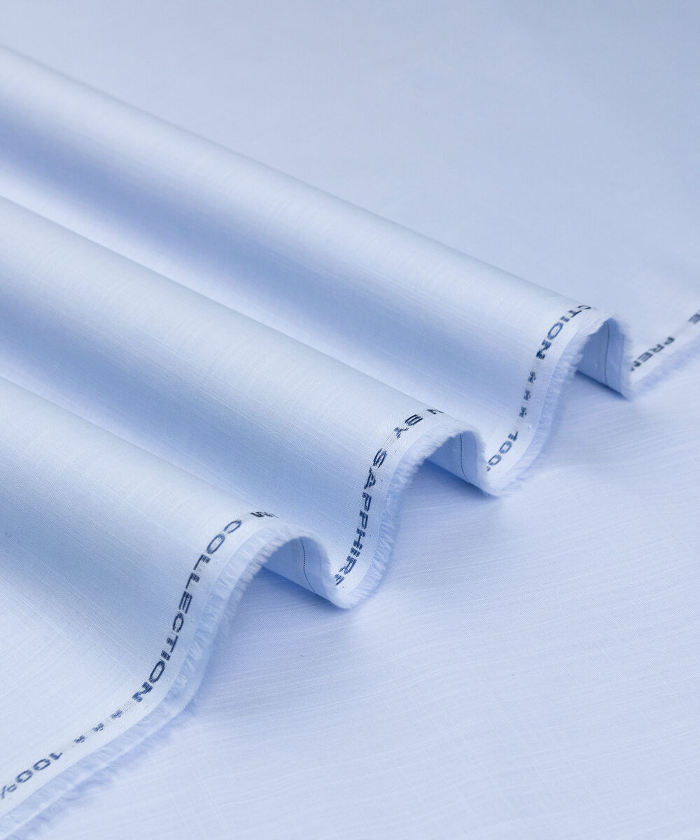 Men's Unstitched Two-Piece Sky Blue Premium Slub Cotton Suit