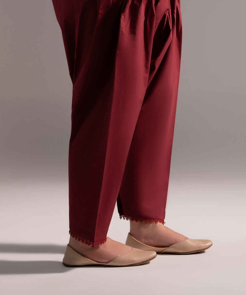 Women's RTW Poplin Solid Maroon Skinny Shalwar