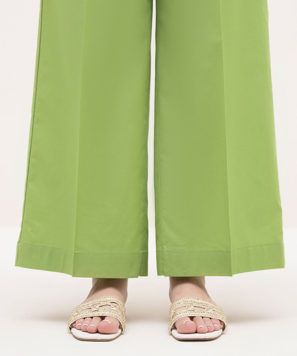 Women's RTW Cambric Green Solid Culottes