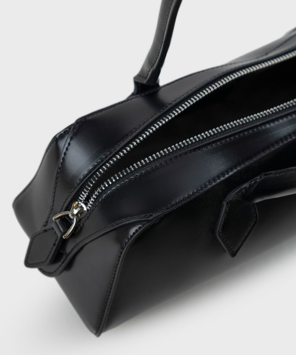 Women's Black Structured Shoulder Bag