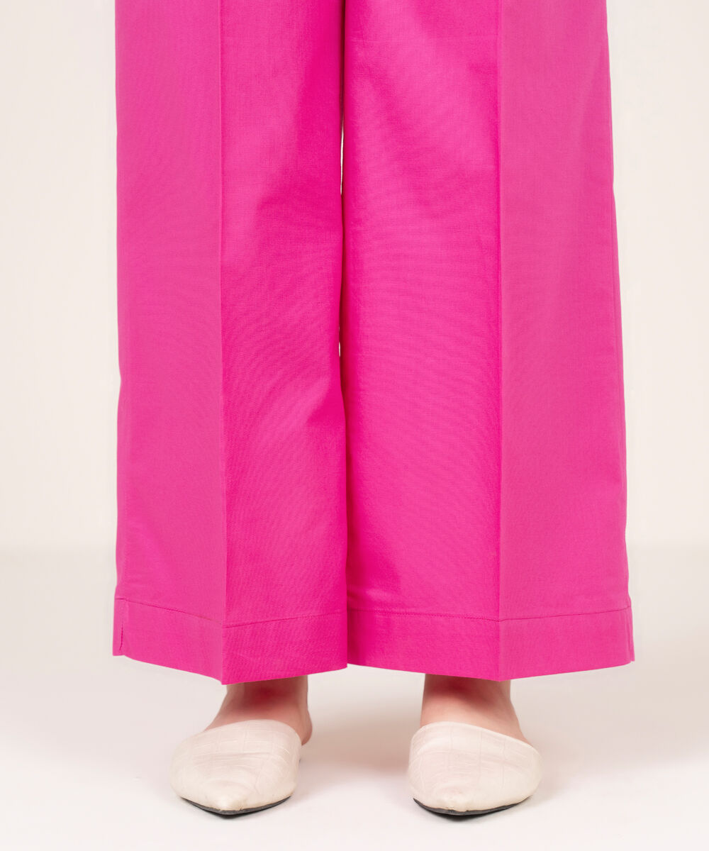 Women's RTW Cotton Solid Pink Culottes
