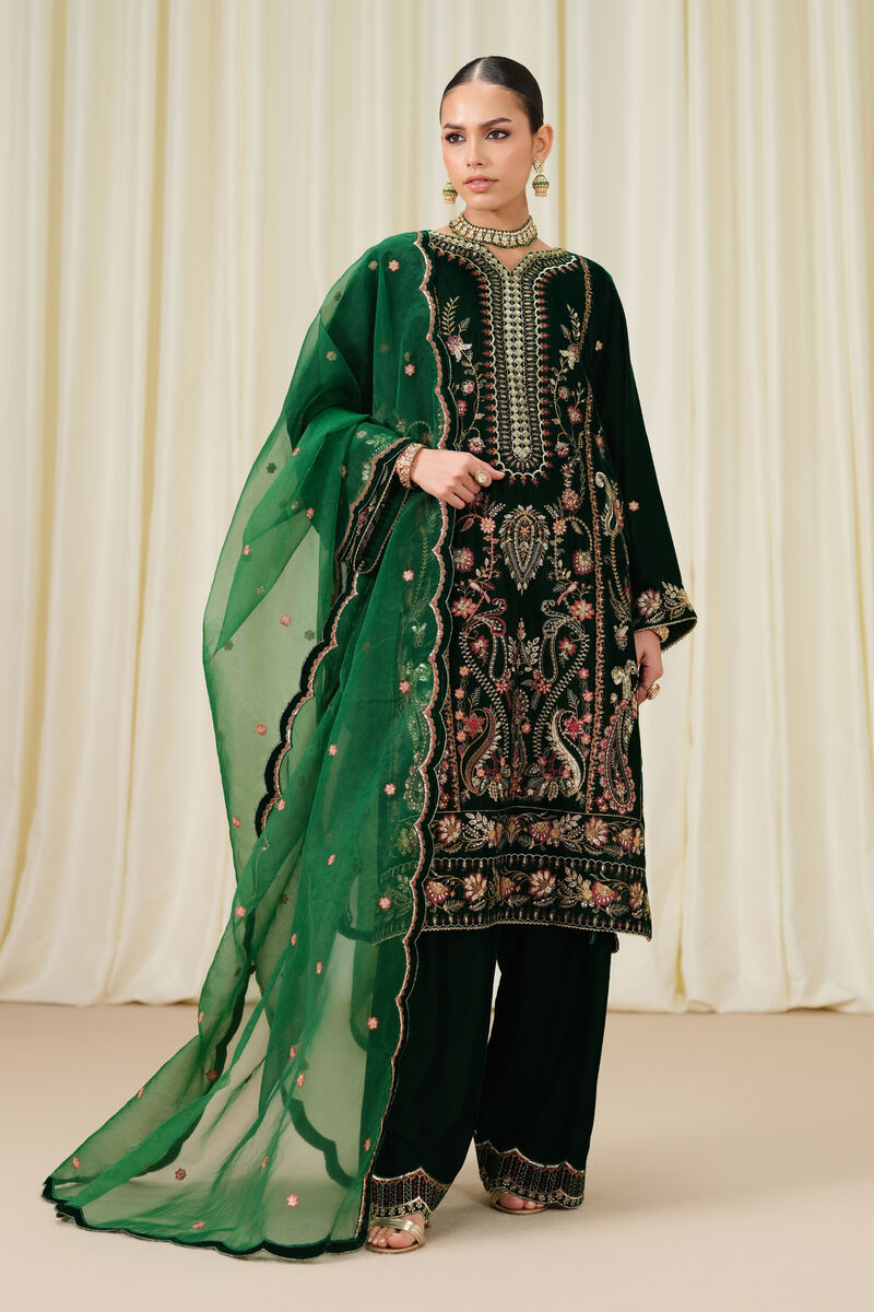 3 Piece - Embroidered Velvet Suit