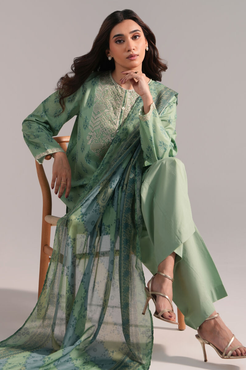 3 Piece - Embroidered Cambric Suit