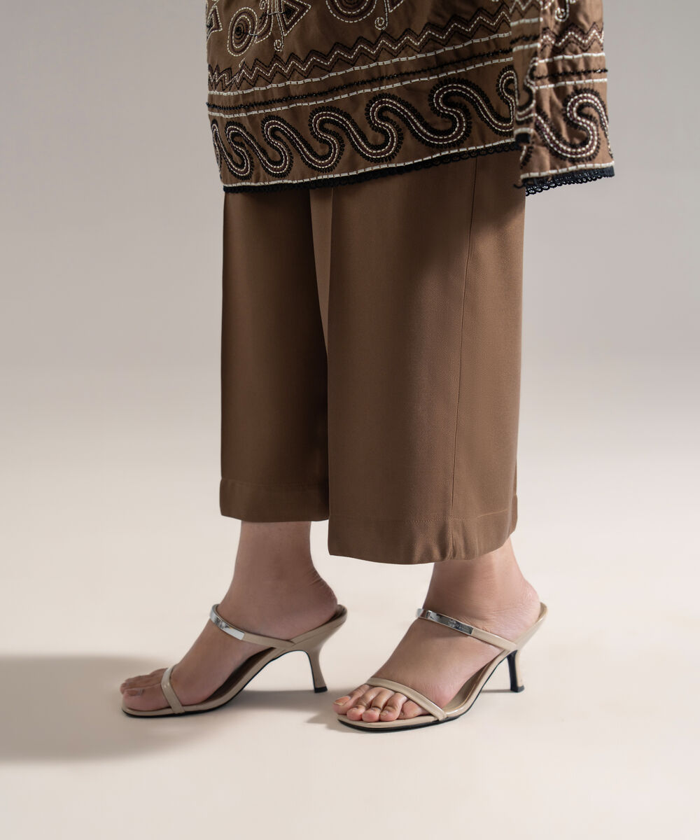 Women's RTW Bedford Solid Brown Culottes