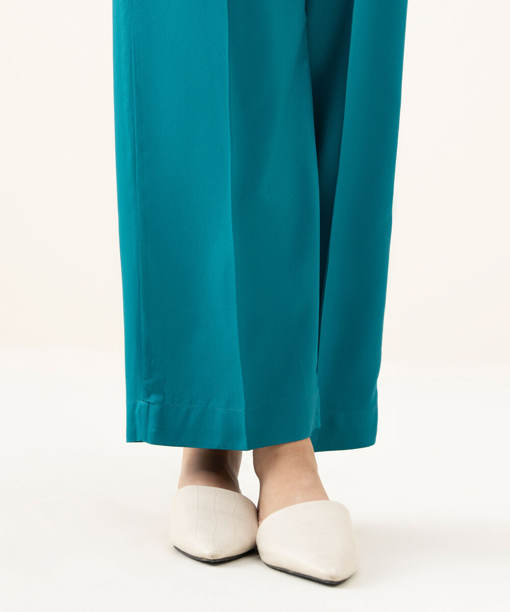 Women's RTW Viscose Marina Blue Dyed Straight Pants