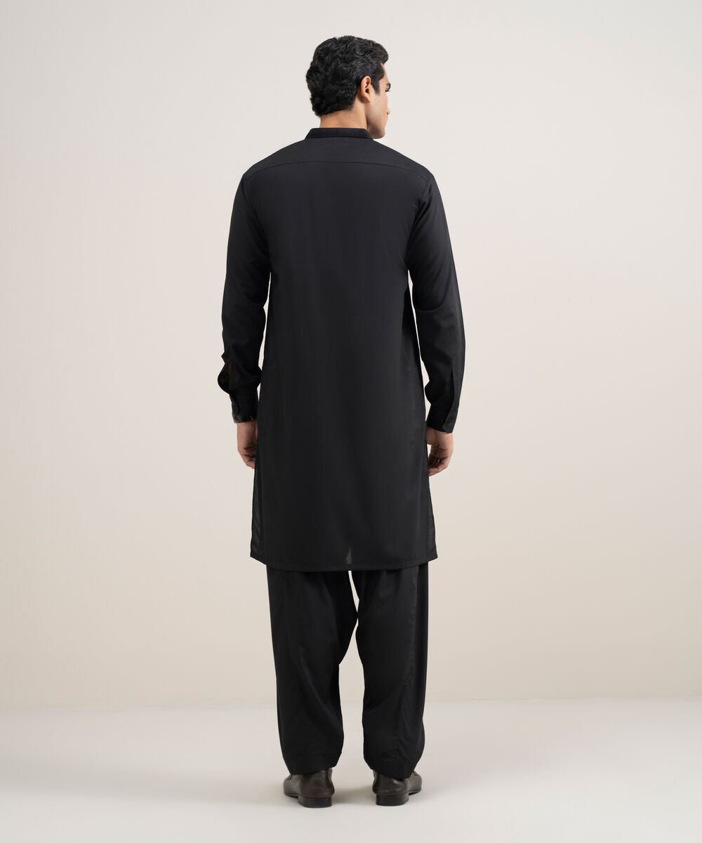 Men's Stitched Premium Wash & Wear Black Suit