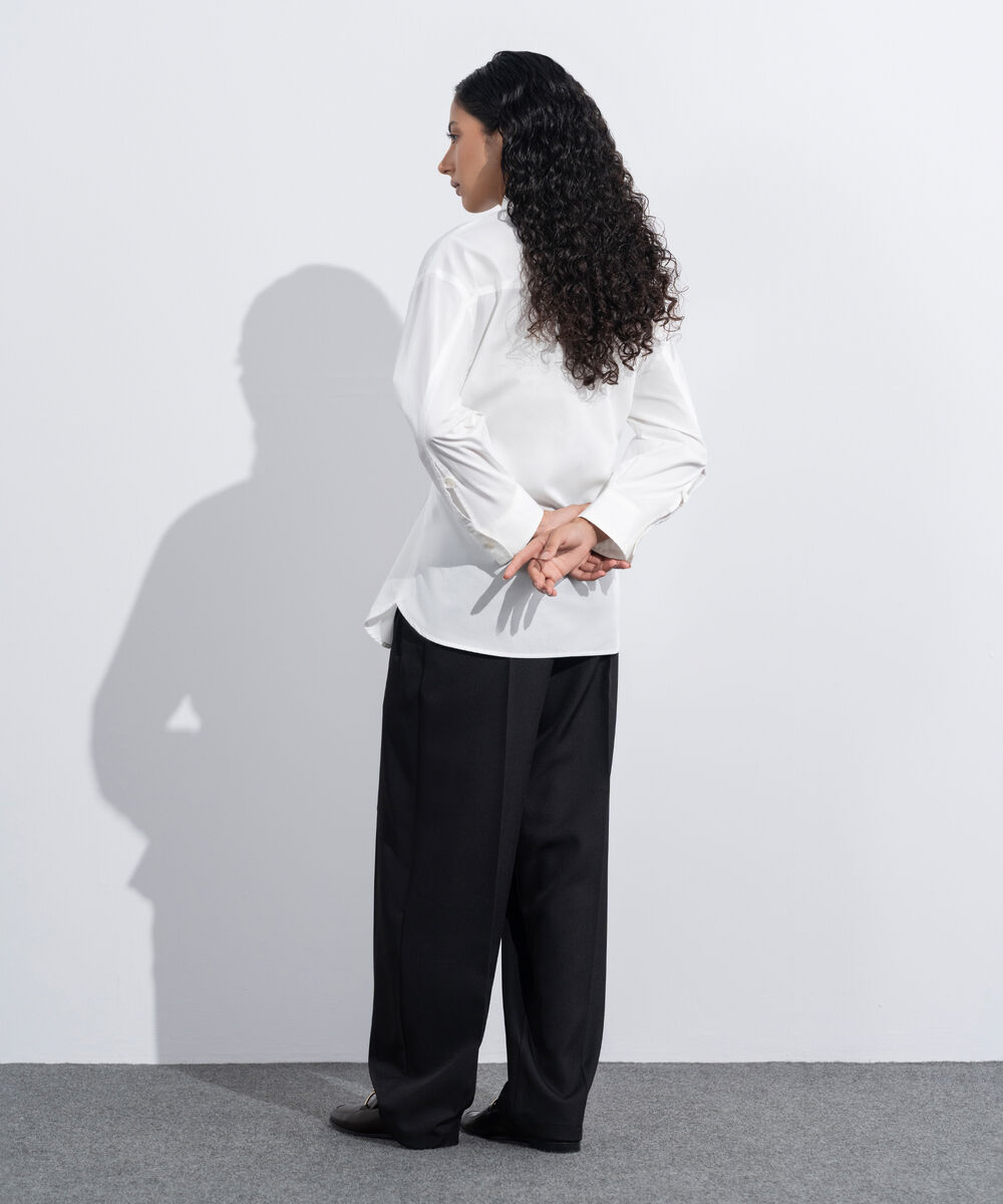 Women's Western Wear White Cinched Waist Button Through Shirt