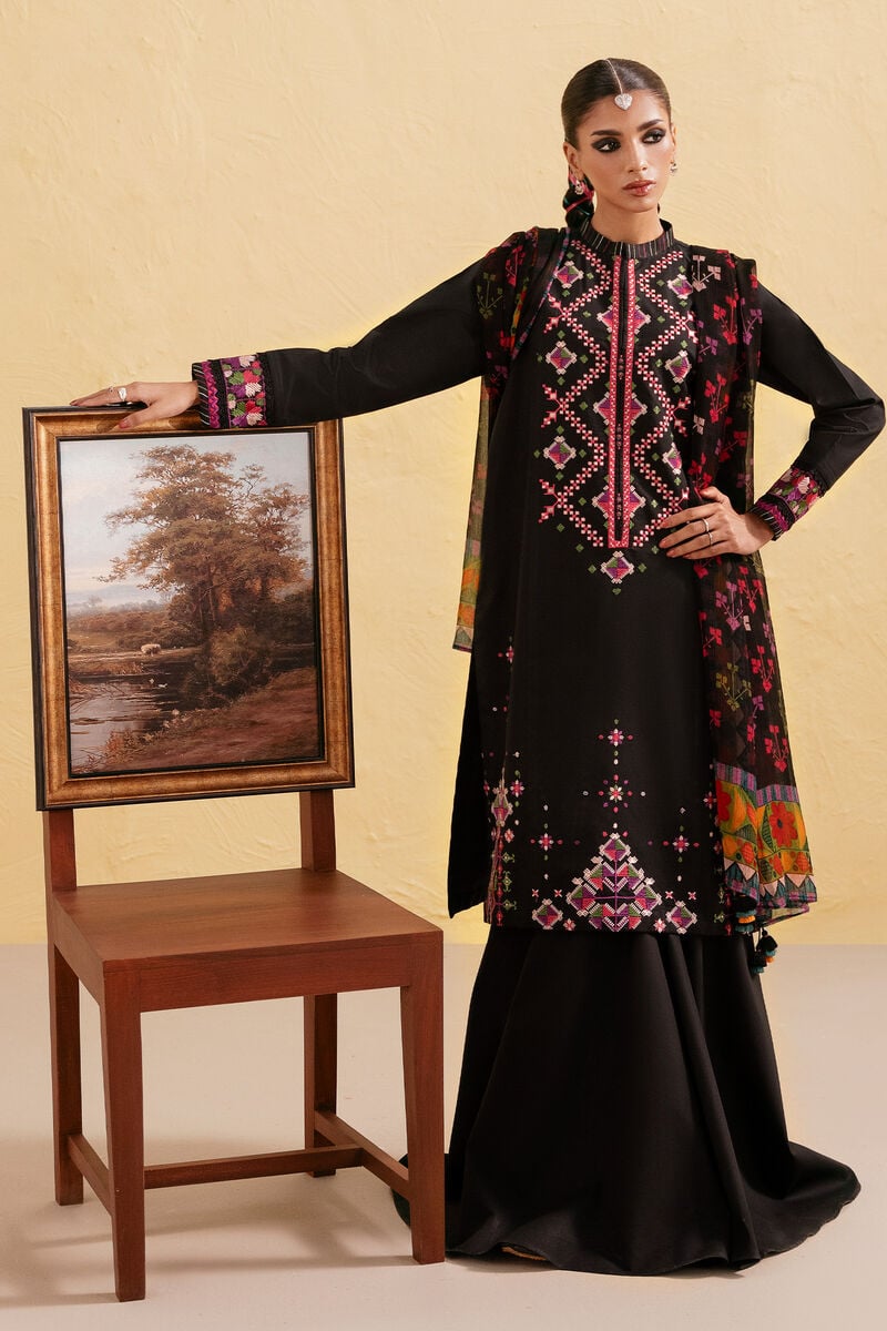 2 Piece - Embroidered Cotton Suit