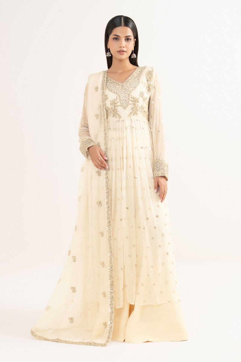 3 Piece - Embroidered Chiffon Suit
