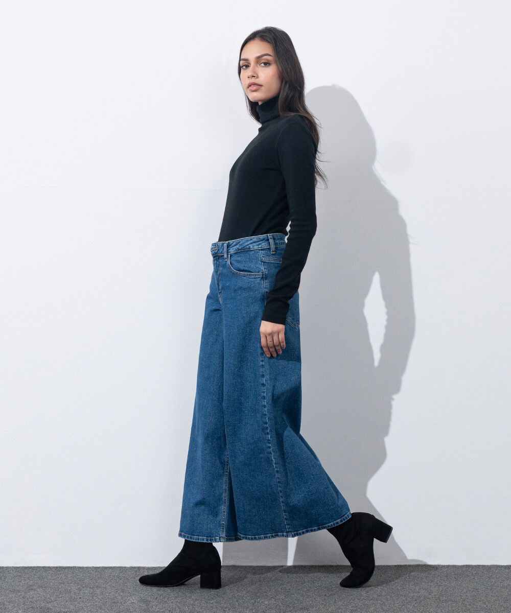 Women's Western Wear Light Blue Wash Super Wide Leg Jeans