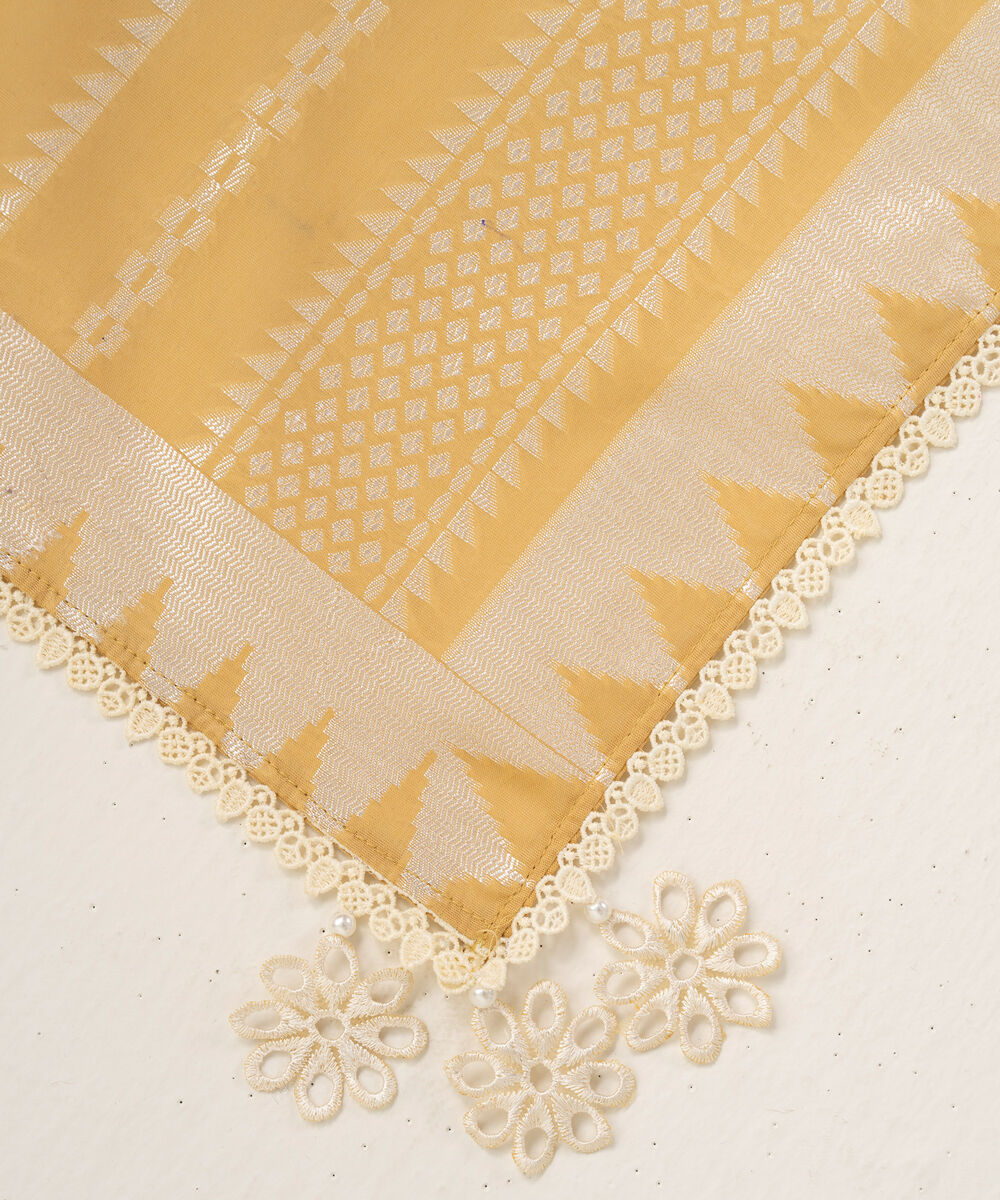 Zari Jacquard Solid Yellow Dupatta