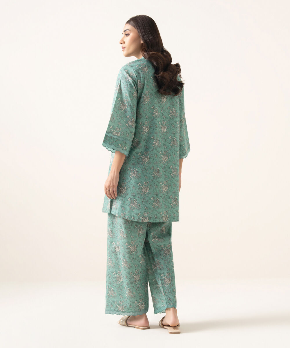 Women's Unstitched Lawn Printed Green 2 Piece Suit