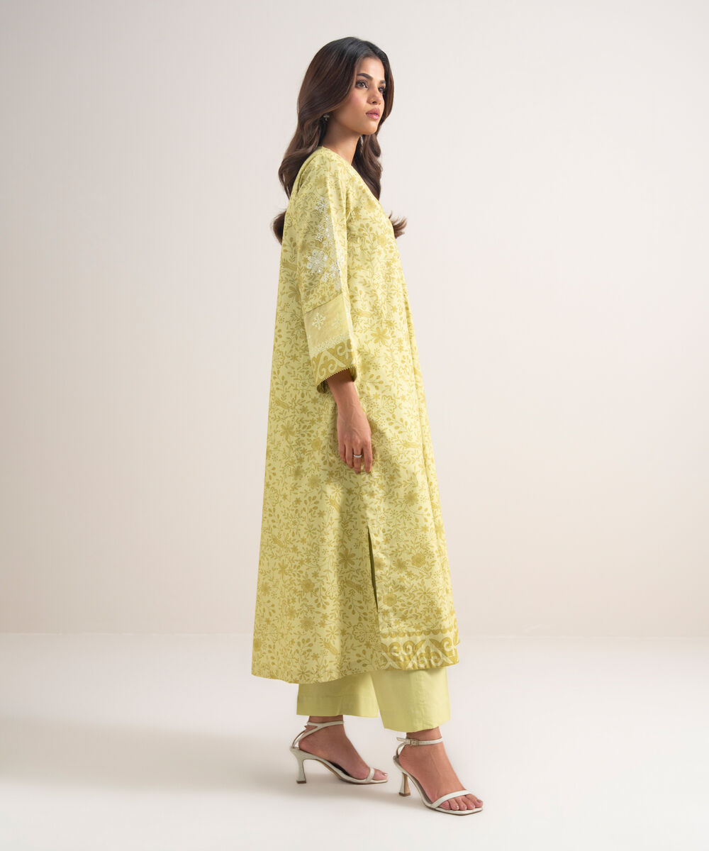 Women's Unstitched Lawn Embroidered Yellow