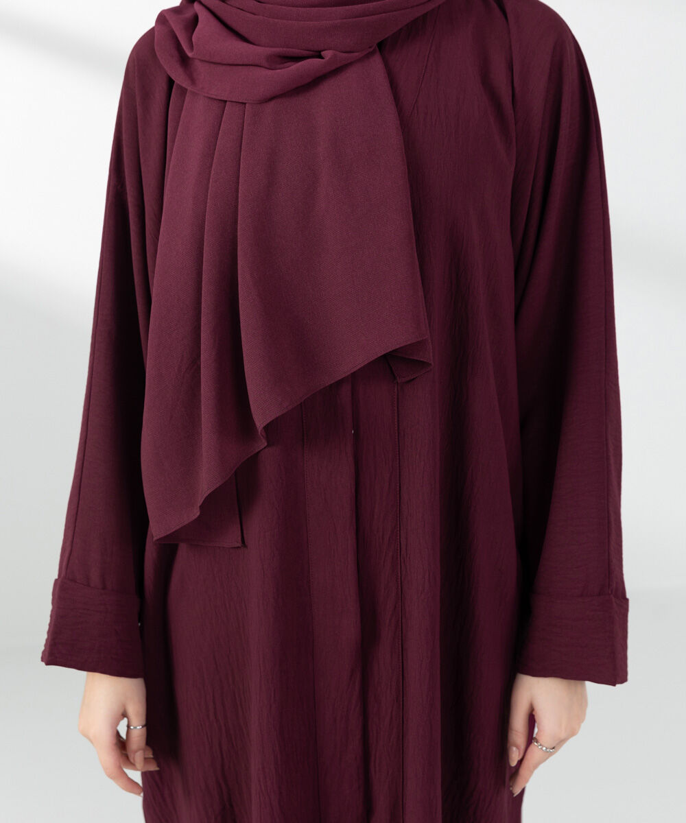 Woman - Red Button Through Abaya Set