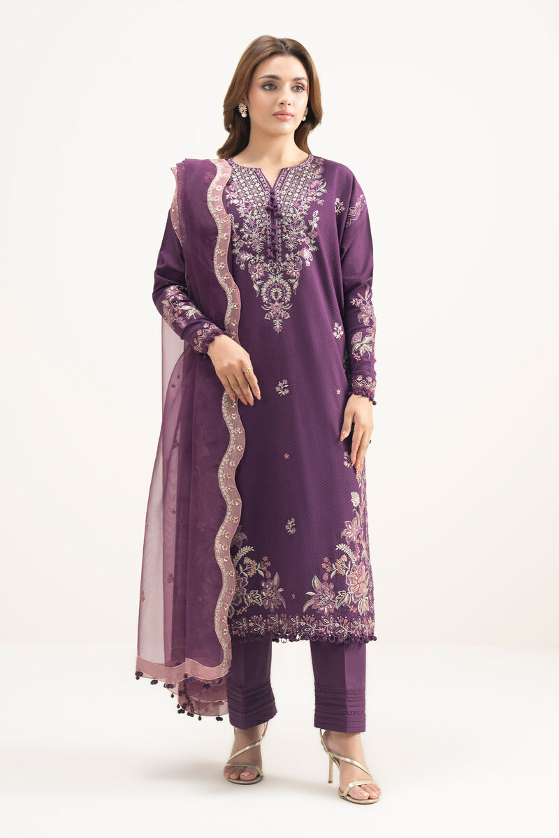 3 Piece - Embroidered Dobby Suit