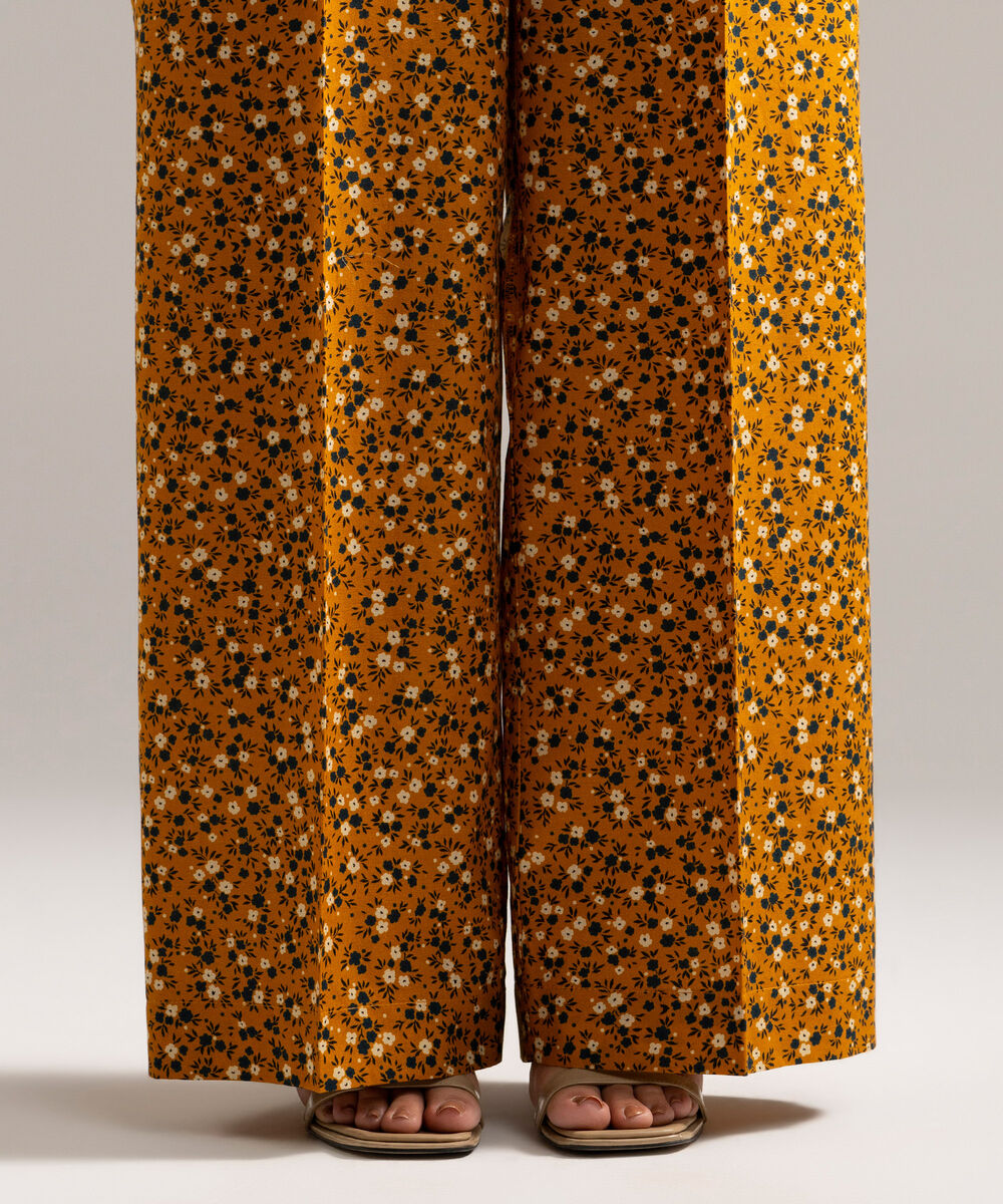 Women's RTW Cambric Printed Orange Straight Pants
