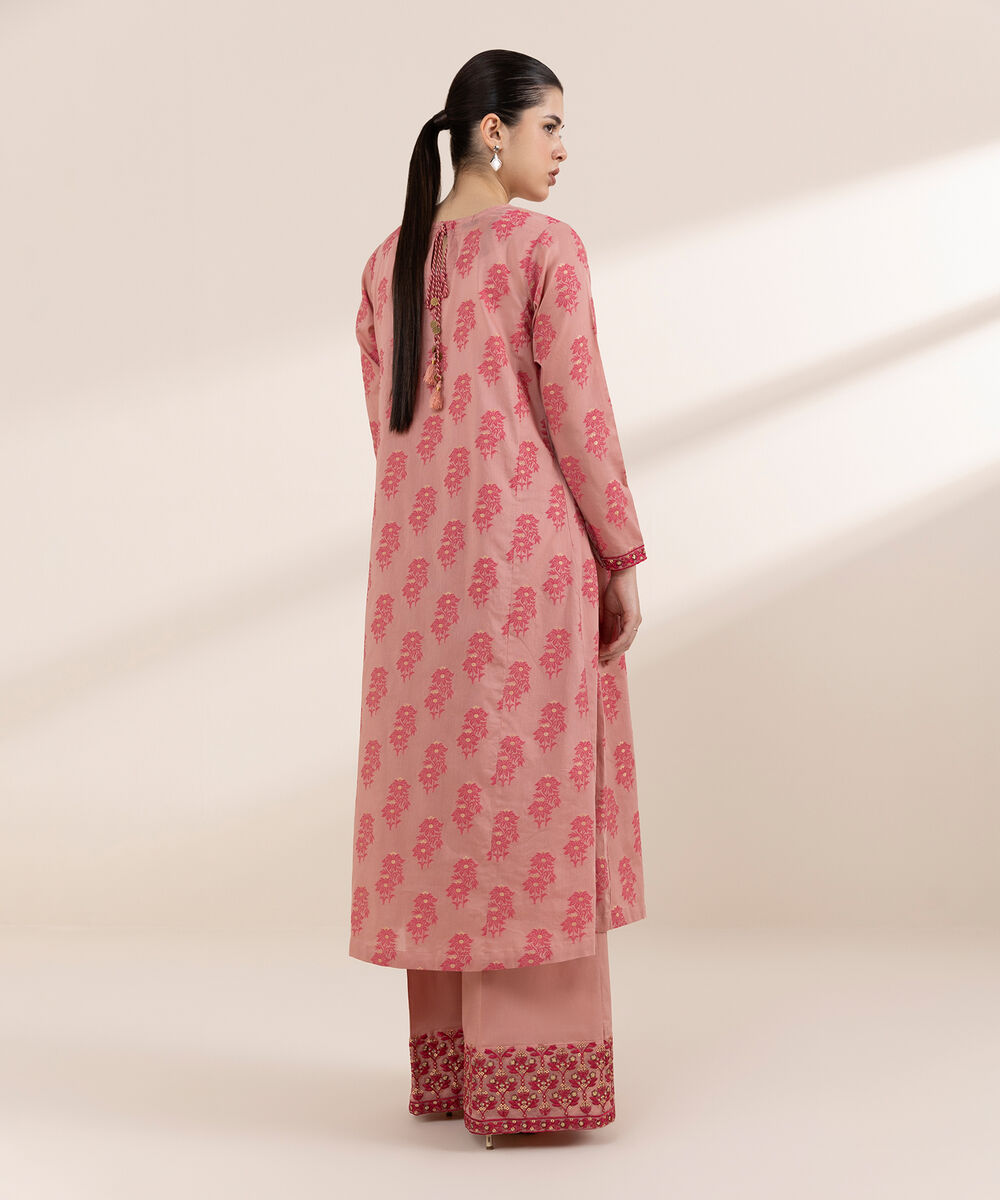 Women's RTW Extra Weft Jacquard Pink Embroidered A-Line Shirt