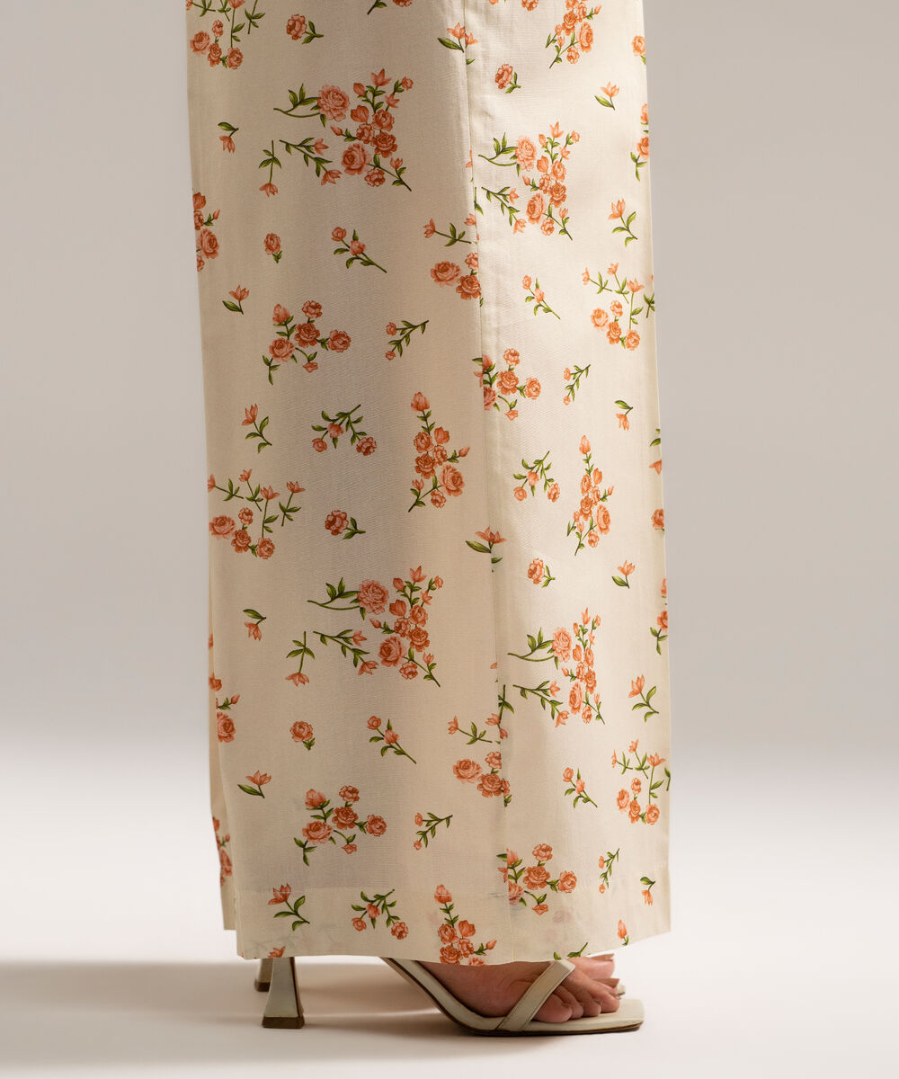 Women's RTW Cambric Printed Off White Culottes