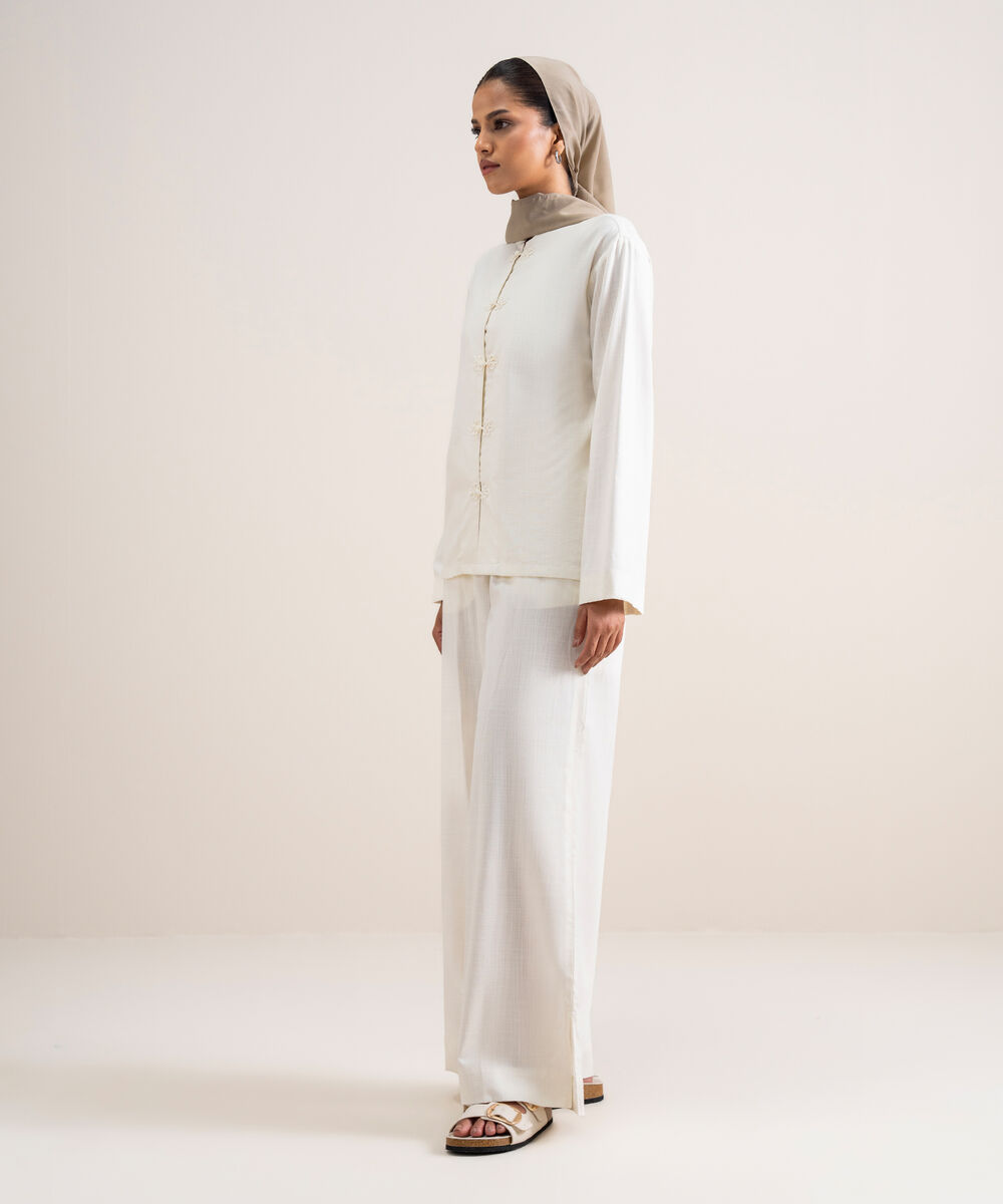 Women's Ivory Mandarin Top