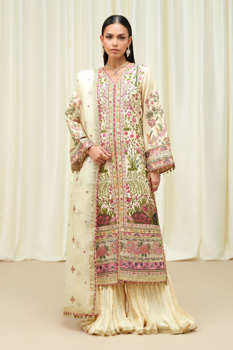 3 Piece -  Embroidered Viscose Raw Silk Suit