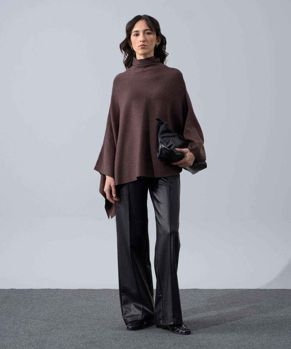 Women's Western Wear Brown Cape Knit Jumper