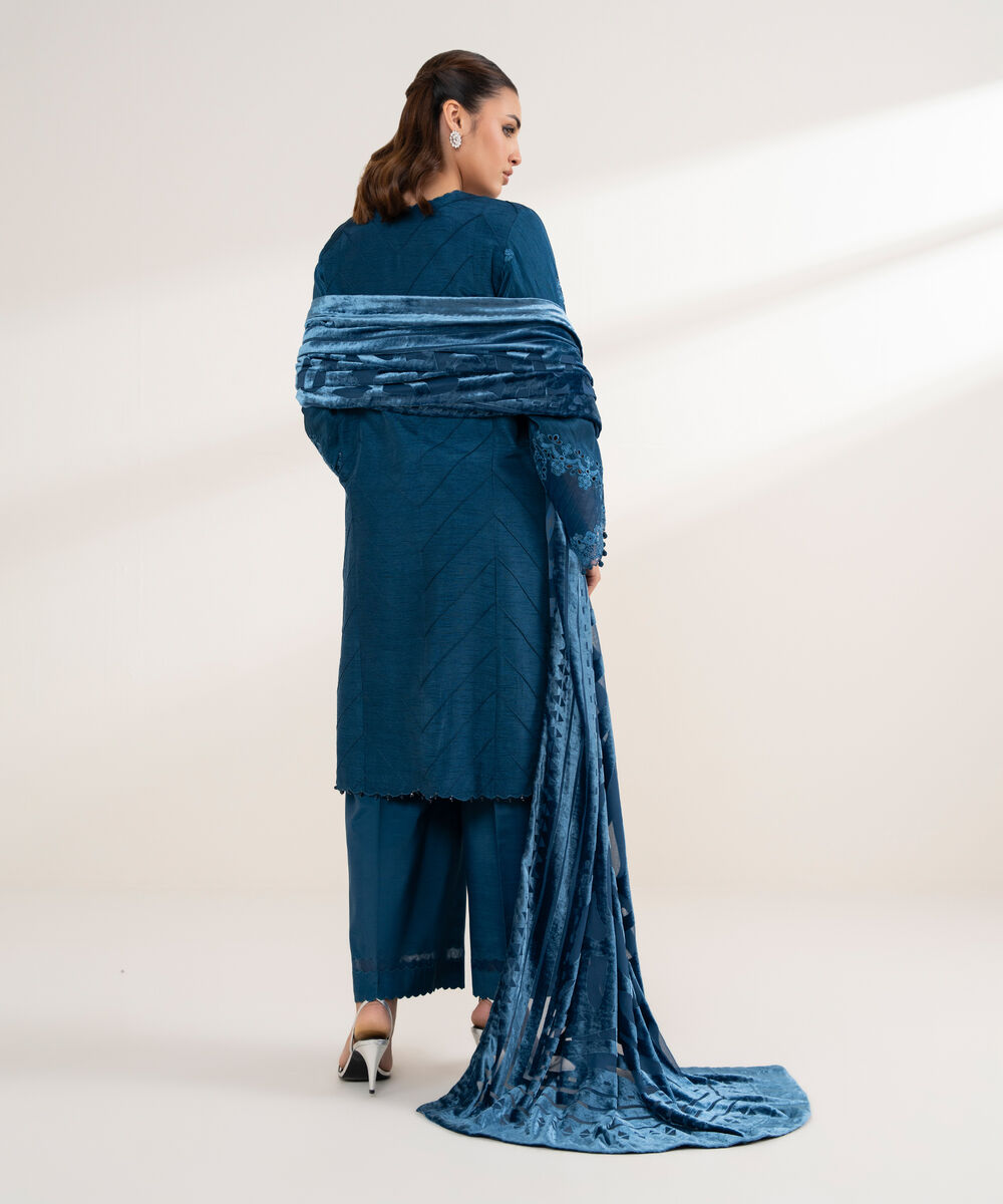 Women's Unstitched Viscose Raw Silk 3 Piece Suit