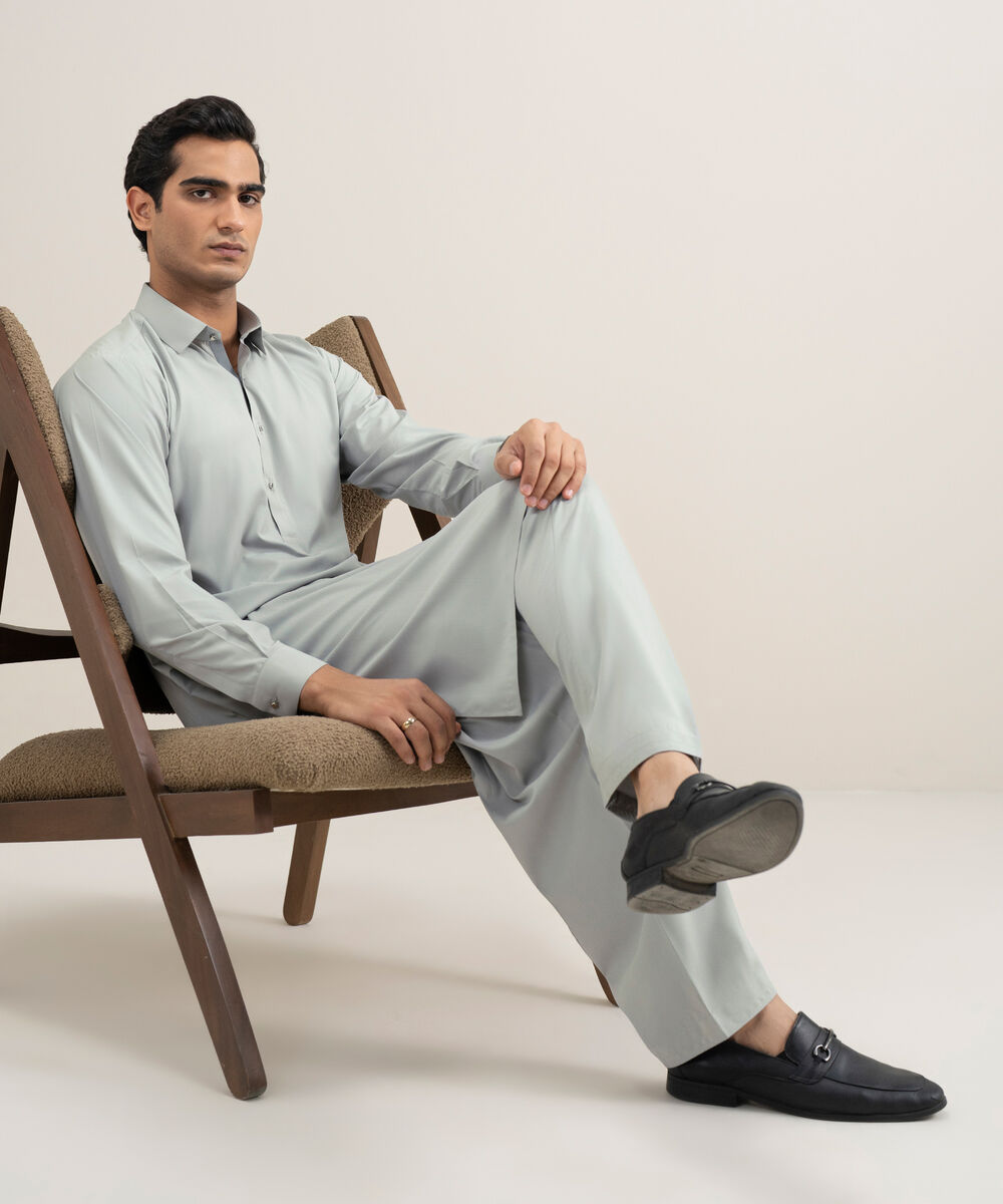 Men's Stitched Premium Wash & Wear Grey Suit