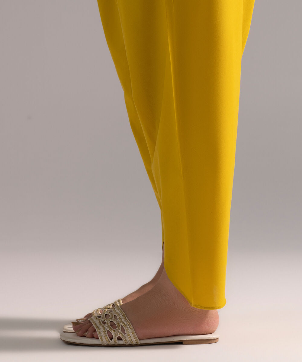 Women's RTW Cambric Solid Yellow Skinny Shalwar