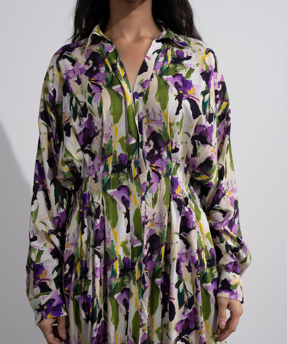 Women's Multi Printed Pleated Dress