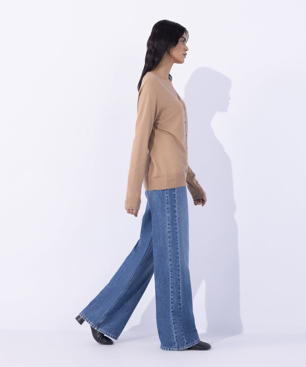 Woman - Beige Light Weight Knit Cardigan