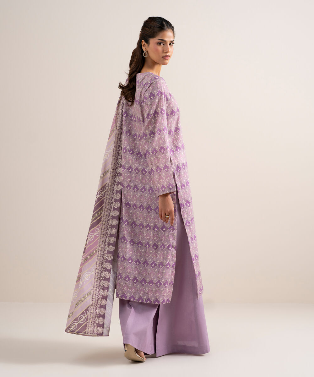 Women's Unstitched Lawn Embroidered Olive Green 3 Piece Suit