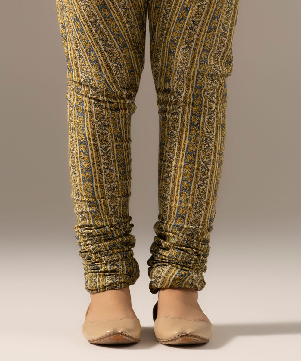 Women's RTW Crosshatch Printed Beige Churidar