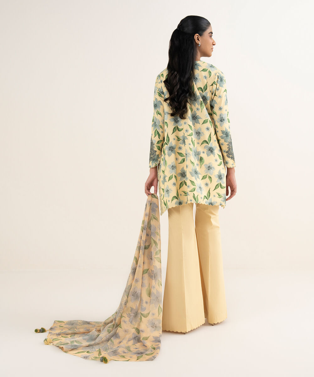 Women's Unstitched Lawn Embroidered Multi 3 Piece Suit