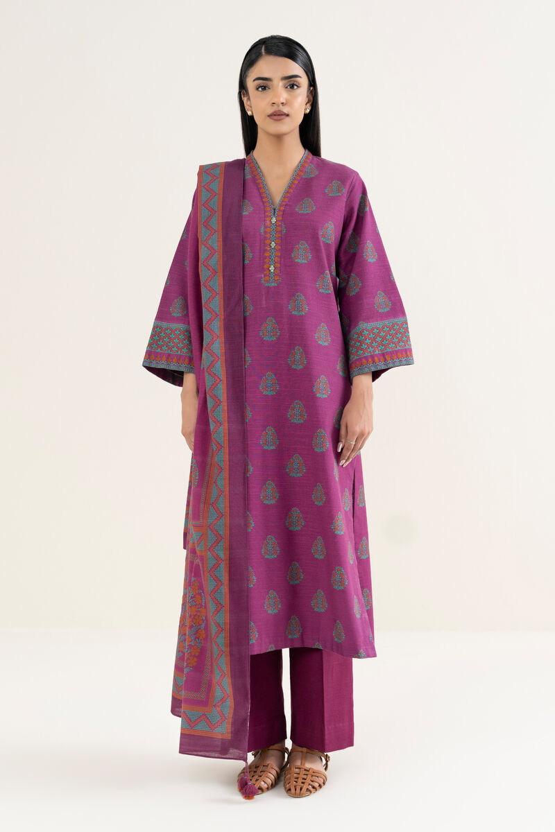 3 Piece - Printed Khaddar Suit
